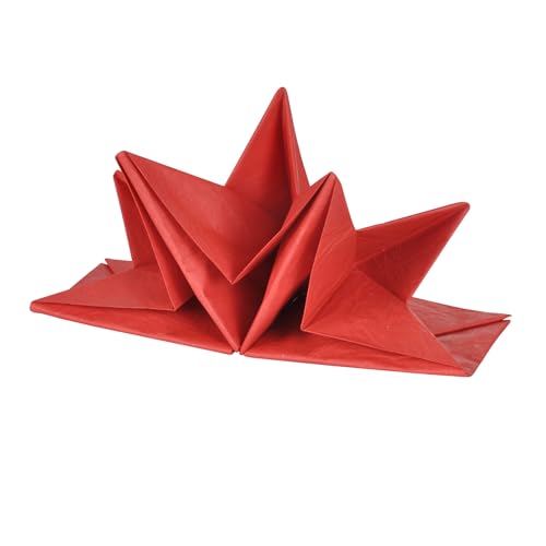 Homéa, Set de 12 Serviettes Pre Pliées en Papier 3 Plis 40 x 60 cm Rouge