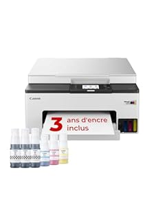 Canon MAXIFY GX1050 Imprimante A4 Couleur pour la Maison et Le Bureau | Imprimante, Copieur et Scanner Jet d'encre MegaTank Tout-en-Un | Wi-FI, Ethernet et USB | Comprend 6 Bouteilles d'encre