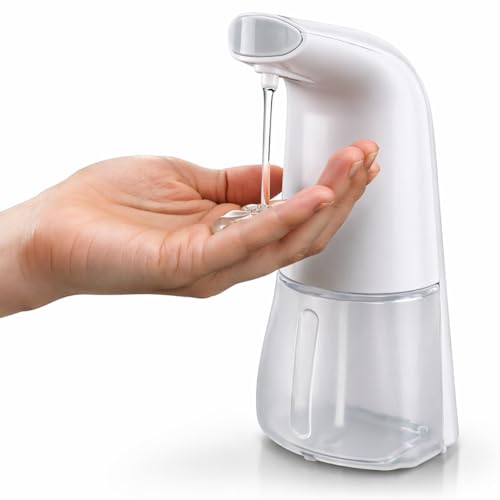 Dispenser Sapone Automatico con Sensore Infrarossi 500Ml, Dosatore Sapone Liquido 3 Livelli Regolabili, Senza Contatto, Serbatoio con Finestra, per Bagno Cucina Ufficio