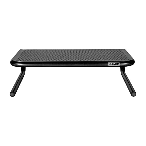 Allsop Metal Art Jr. Monitor Stand, 14-Inch wide platform holds 40 lbs with keyboard storage space - Pearl Black (30165) Cover