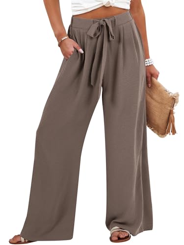 Caracilia Women's Wide Leg Palazzo Pants Summer High Waist Flowy Trousers