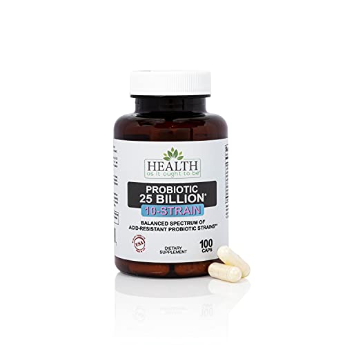 Health As It Ought To Be Probiotic (10 Strain) 25 Billion CFUs Supplement | Physician Formulated...