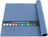 Extra Large Silicone Craft Mat for Kids, Large Silicone Sheet for Crafts, Kitchen Non-Stick Baking Mat Blue Gray, Heat Resistant Countertop Mat, Waterproof Placemat, Multipurpose Mat 23.6''x15.75''