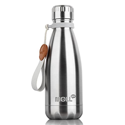 Image of 9 oz Water Bottle for Kids-Stainless Steel Vacuum Insulated Sports Flask Leak Proof Small Water Bottles for School (Silver)