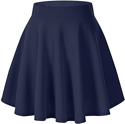 Women's Basic Solid Versatile Stretchy Flared Casual Mini Skater Skirt