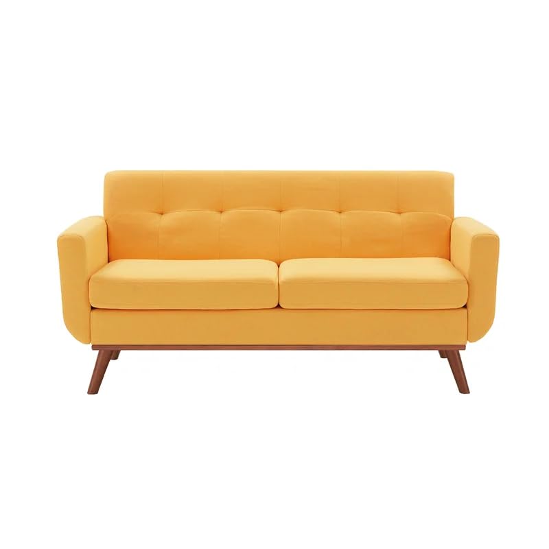 Image of LEGACY OF COMFORT Carmencita 65 inch Square Arm Loveseat 2 Seater Sofa Two Seater Sofa for Living Room Guest Room Hotels Office (Yelow)