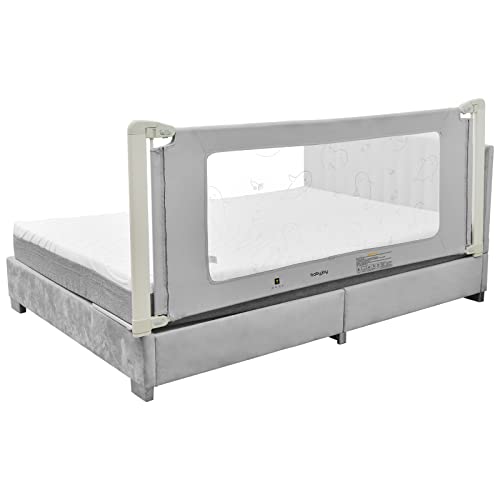 Image of BABY JOY Bed Rails for Toddlers, 79'' Extra Long, Height Adjustable Kids Rail Guard w/Double Safety Lock, Breathable Mesh, Folding Baby Bedrail for Queen King Size Mattress, Box Spring & Slats, Gray