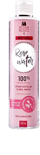 Seven Roses Bio-Rosenwasser - Porenreiniger Gesicht - Skin Care Für Empfindliche, Unreine Haut - Damaszener Rosenwasser Bio - Feuchtigkeitsspendend - Vegan Gesichtspflege, Haarpflege