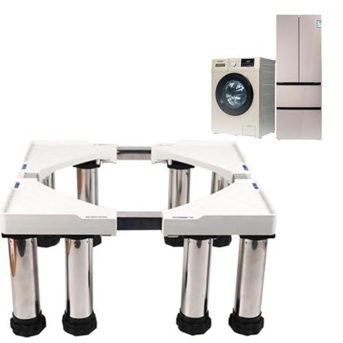 Washing Machine Pedestal 28" Wide Universal with 12 Heavy Duty Feet Refrigerator Stand Washer and Dryer Pedestal Mobile Roller Cart with Wheels for Appliance with Adjustable Height,White8Foot-10cm