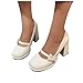 White Women's Heels with A Mary Jane Design and Bow Accent Made for Comfort and A Fashionable Casual Ensemble