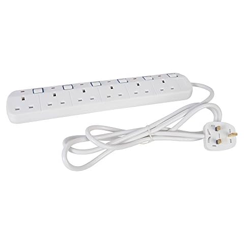 Powermaster 379955 Switched Extension Lead with Neon Indicator 230V 6-Gang 2m Cover