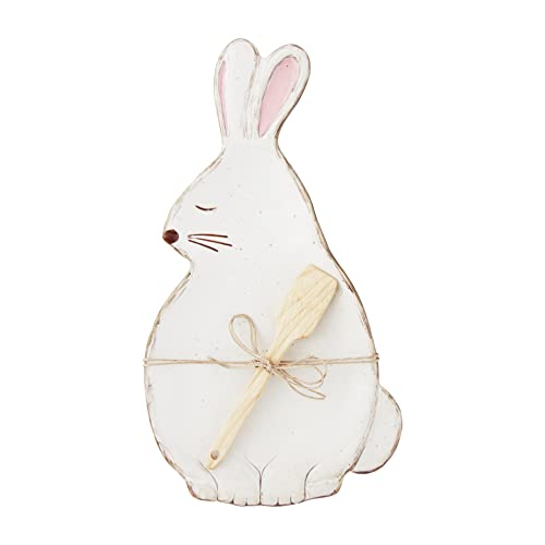 Mud Pie Bunny Shaped Cookie Plate Set, Cream, 13