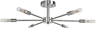 OYIPRO Ceiling Light Fixture 6-Light Chandelier, Clear Glass Lampshade, G9 Lamp Base, Semi-Flush Mount Kitchen Light, Nickel for Living Room Bedroom Dining Room Balcony Hallway