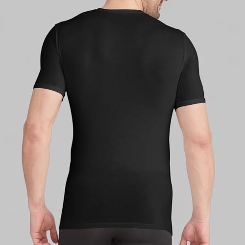 Tommy John Men's Cool Cotton Deep V-Neck Shirt, Stay Tuck Design, Soft Stretch Fabric Cotton, Comfortable Fit Premium Men's T-Shirt, Short Sleeve Undershirts for Men, Black, Medium3