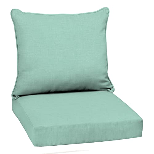 Image of Arden Outdoor Deep Seat Cushion Set, 22 in x 24 in, Weather-Proof, Rain-Proof, Fade Resistant Patio Cushion Aqua Leala