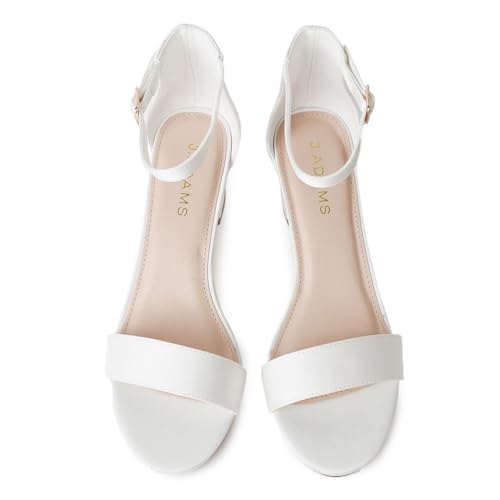 Image of J. Adams Daisy Heeled Sandals - Ankle Strap Low Block, Open Toe Dress Pumps, Chunky Heels - Dressy Shoes for Women - Bridal, Wedding, Summer Sandals