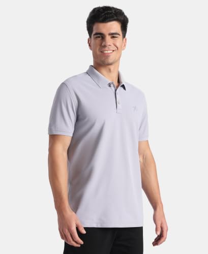 Image of Jockey AM38 Men's Microfiber Fabric Solid Half Sleeve Polo T-Shirt with StayDry & StayFresh Technology