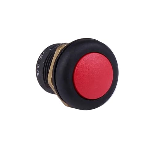 Interrupteur bouton-poussoir 12 mm IP67 rouge momentané, finition robuste et étanche