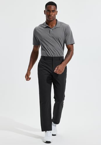 Men's Golf Pants 32" Classic Fit Quick Dry Lightweight Stretch Comfy Dress Work Business Casual Trousers for Men Clothing with Pockets, Black, 36W x 32L - Image 6