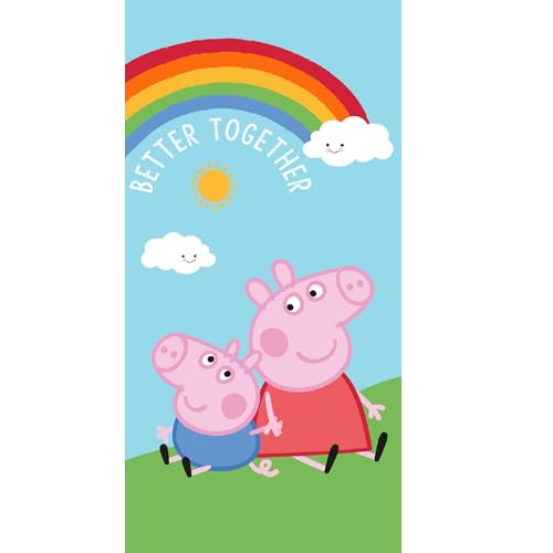 AC-Déco - Peppa Pig - Serviette De Plage en Coton Arc-en-Ciel- Multicolore - 70 X 140 Cm