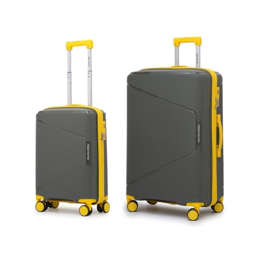 Image of Red Tape 8 Wheels Trolley Bag Set of 2 (Large + Cabin) | Olive & Yellow Hard Case Polypropylene Luggage | 360 Wheeling Suitcase for Men & Women | Durable Travel Trolley Bags for Business & Vacation
