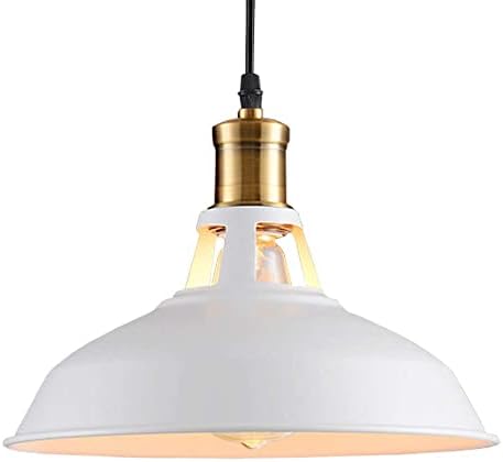 Fuloon Retro Industriel Edison Simplicité Lustre Vintage Plafonnier Suspension Avec Abat Jour Brillant En Metal Style Nordique Blanc 87589941