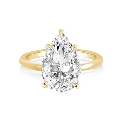 4.0 Carat Pear Cut Lab-Created D Color VVS1 Moissanite Ring, S925 Sterling Silver Engagement Ring for Women