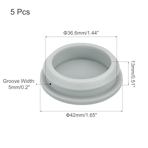 Image of MECCANIXITY 5pcs Silicone Snap in Locking Hole Plugs,36.6mm /1.4 Inch Mounting Diameter Narrow Groove Width 5mm Panel Seal Cover Round for Kitchen Bulkheads Waterproof Sealing Plugs Grey