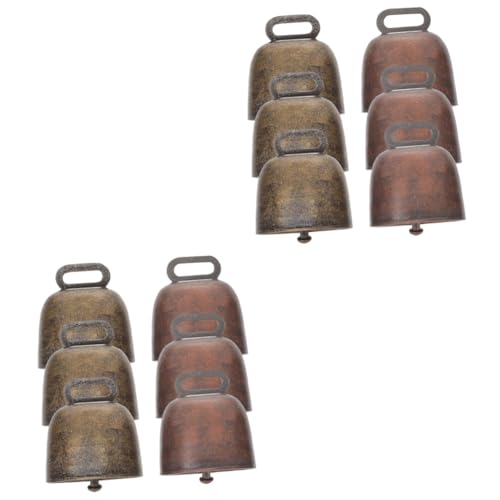 OUNONA 2sets 6pcs Vintage Cow Bells for Farm Animals Copper Hanging Bells for DIY Crafts Pet Collars and Home Decor Sturdy and Design 6pcs*2