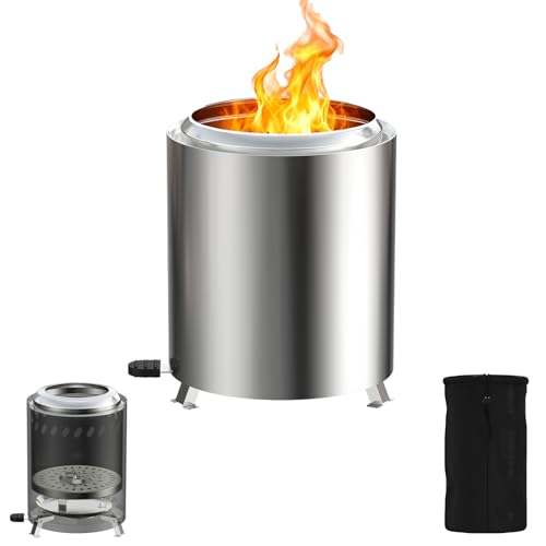 LZQ Mini Campingkocher Edelstahl Holzvergaser Ofen 14cm Tragbarer Hobo Kocher Holzofen mit Verstellbarer Luftzufuhr Outdoor Feuerschale Feuerstelle mit Tasche Camping Herd für Wandern Picknick