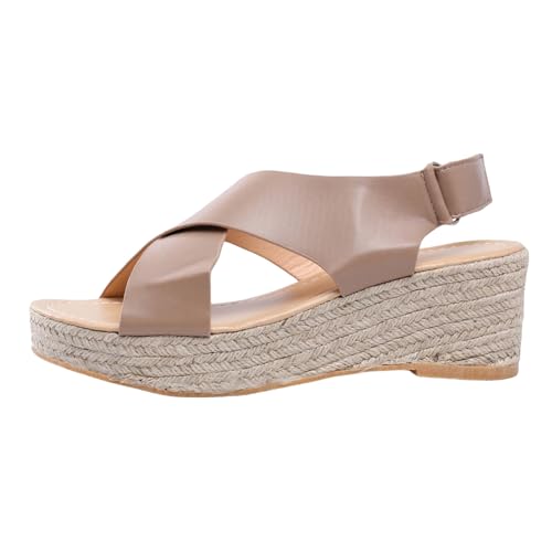 Womens Platform Espadrilles Wedge Sandals Summer Casual Criss Cross Ankle Strap Sandals 2025 Comfort Beach Boho Shoes