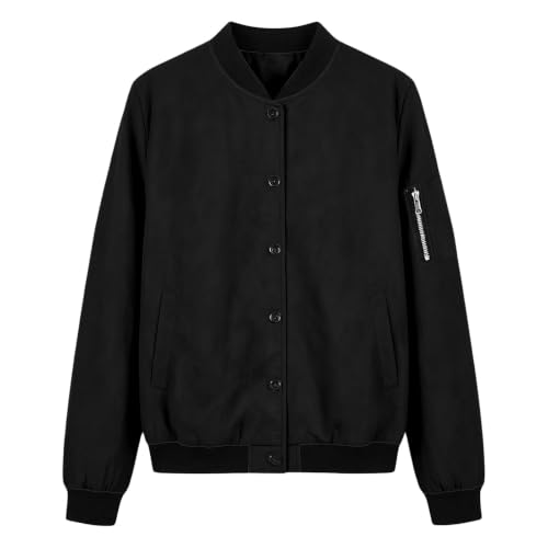 Womens Bomber Jacket Lightweight Button Down Coat Casual Fall Jackets - image 6