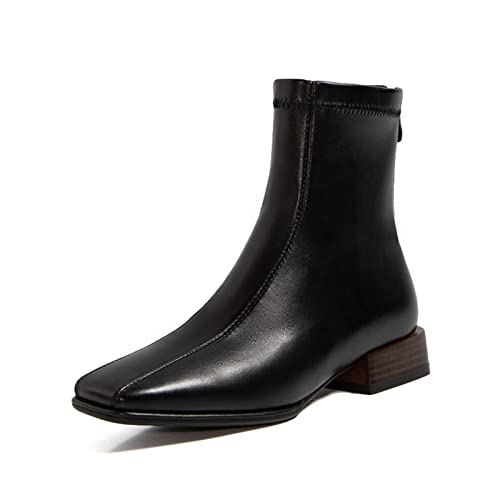 Bottes femme cuir synthétique noir marron bouts carrés hiver