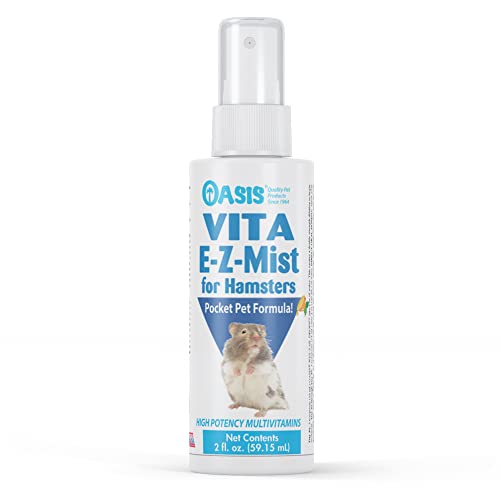 Oasis Vita E-Z Mist All-in-1 Multivitamins for Hamsters, Gerbils, Fancy Mice & Rats – Daily Supplement with Vitamin C Promotes Healthy Skin & Fur Coat, 2-Ounces