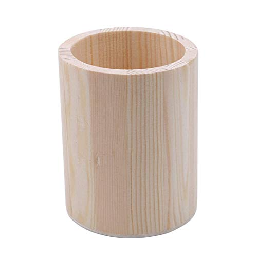 Preisvergleich Produktbild PULABO Runde quadratische sechseckige Stifthalter Schreibtisch Veranstalter Bleistift Box Kinder DIY Färbung Fall Werkzeuge Holz Make-up Pinsel Container, Runde langlebig und nützlich Es klappt