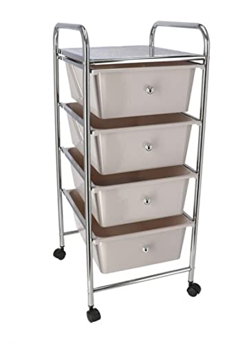 Gerimport Carro Multiusos Acero 4 cajones Gris 77 x 38 x 17 cm