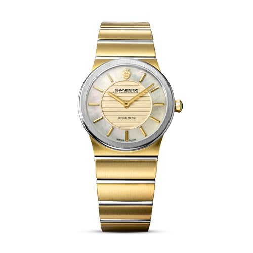 Image of Sandoz Tresor Premium Quartz Champagne MOP Dial Swiss Made Watch for Women - SZWLG0000604