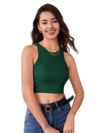 Ek Rag Tank top Casual Sleeveless Solid Women Ribbed Crop Tank Top Ribbed Tops for Women Women's & Girls