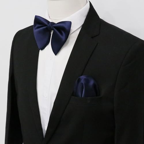 Image of Luckyvestir Oversized Bow Ties for Men, Pre Tied Clip on Men's Black Bowtie for Wedding Tuxedo Banquets Formal Wear