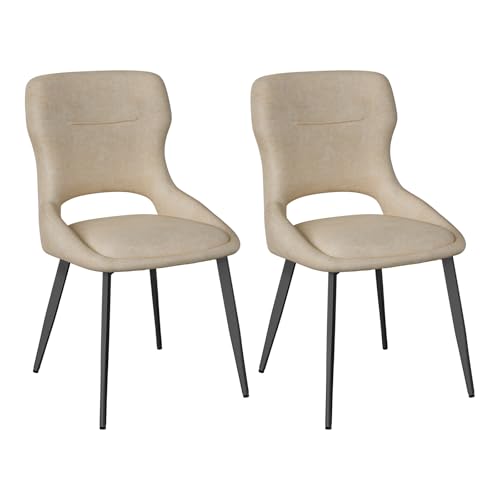 WOLTU Juego de 2 sillas de Comedor, sillas de Cocina, sillas de Comedor para salón con Respaldo con Recorte y tapizado de Chenilla, sillas Acolchadas para Comedor, Cocina y Dormitorio, Color Caqui