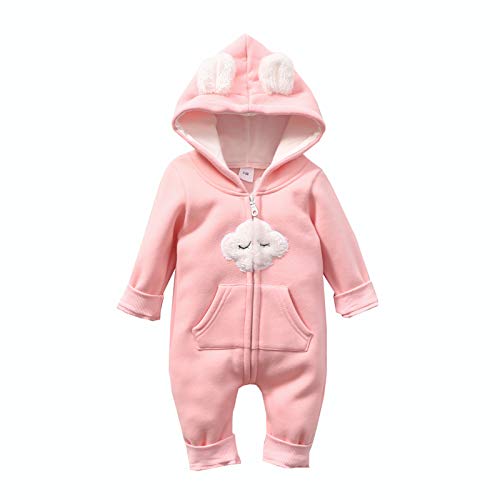 Fossen Kids Traje de Nieve Bebé de Algodón Caricatura Oreja, Mameluco Bebe Niña Animales - Ropa de Invierno Footed Peleles Niños Niñas Cálido - Mameluco con Capucha 0 a 24 Meses Cover