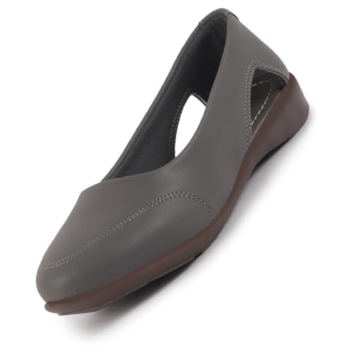 Image of FAUSTO Women Stylish Backless Casual Ballets | Low Heel Cut-Out Slip-On Ballerinas | Comfortable Walking Flats Sandals | Memory Cusion Insole