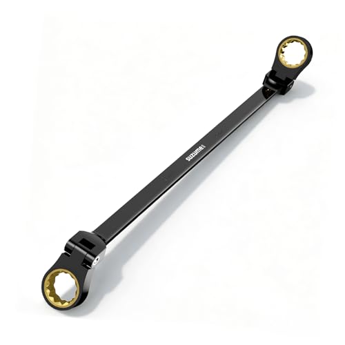 Image of SUZUME Extra Long Flex Head Ratcheting Wrench 8-9mm Metric Double Box End 180 Flexible Head 72-Tooth 15K Gear Tested CR-V Steel Black Chrome Finish For Engine Small Machinery Repair & DIY