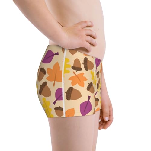 Boys' Cotton Boxer Brief Soft Underwear-Acorn Autumn Fall Leaf Leaves2