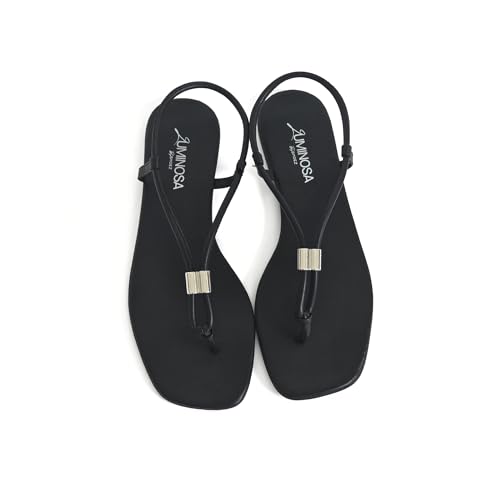 LUMINOSA Women’s Adjustable Silver Accent Thong Sandals