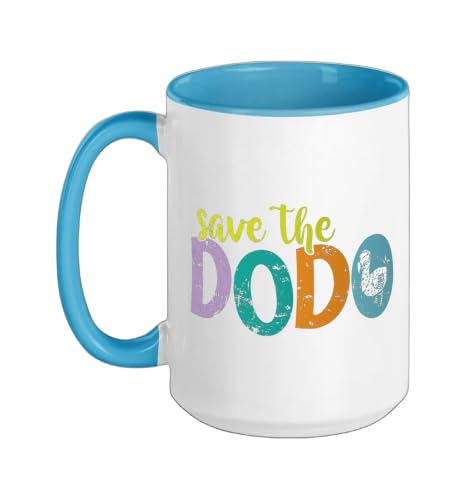 Save the Dodo Bird from Mauritius Ceramic Mug, Blue/White, 15oz