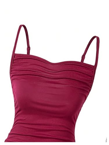 Milumia Girl's Ruched Spaghetti Strap Dress Solid Basic Fishtail Long Dresses3