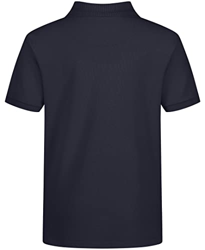 Image of IZOD Boys' School Uniform Short Sleeve Polo Shirt, Button Closure, Comfortable & Soft Pique Fabric