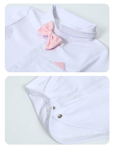 Image of A&J DESIGN Baby Boys Suits Infant Gentleman Formal Wedding Suspenders Outfit with Bowtie