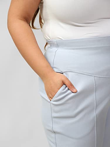 Image of AMYDUS Plus Size Women Crease Seam Tummy Shaper Pants | High-Waist | Stretchable | Straight Fit | Wide Waistband | 2 Pockets | Cloud Soft Fabric | Tummy Tucker Jeggings for Women - XL to 9 XL